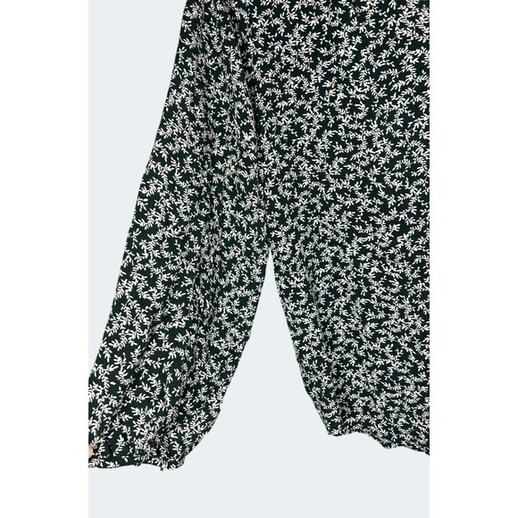 Old Navy Oversized Split-Neck Blouse In Floral Print Green & White Size Large - Picture 8 of 12